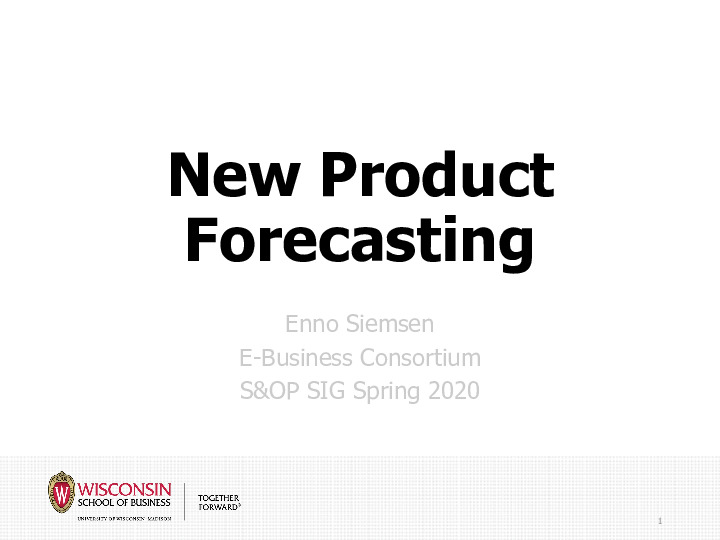 UW-Madison Presentation Slides: New Product Forecasting thumbnail